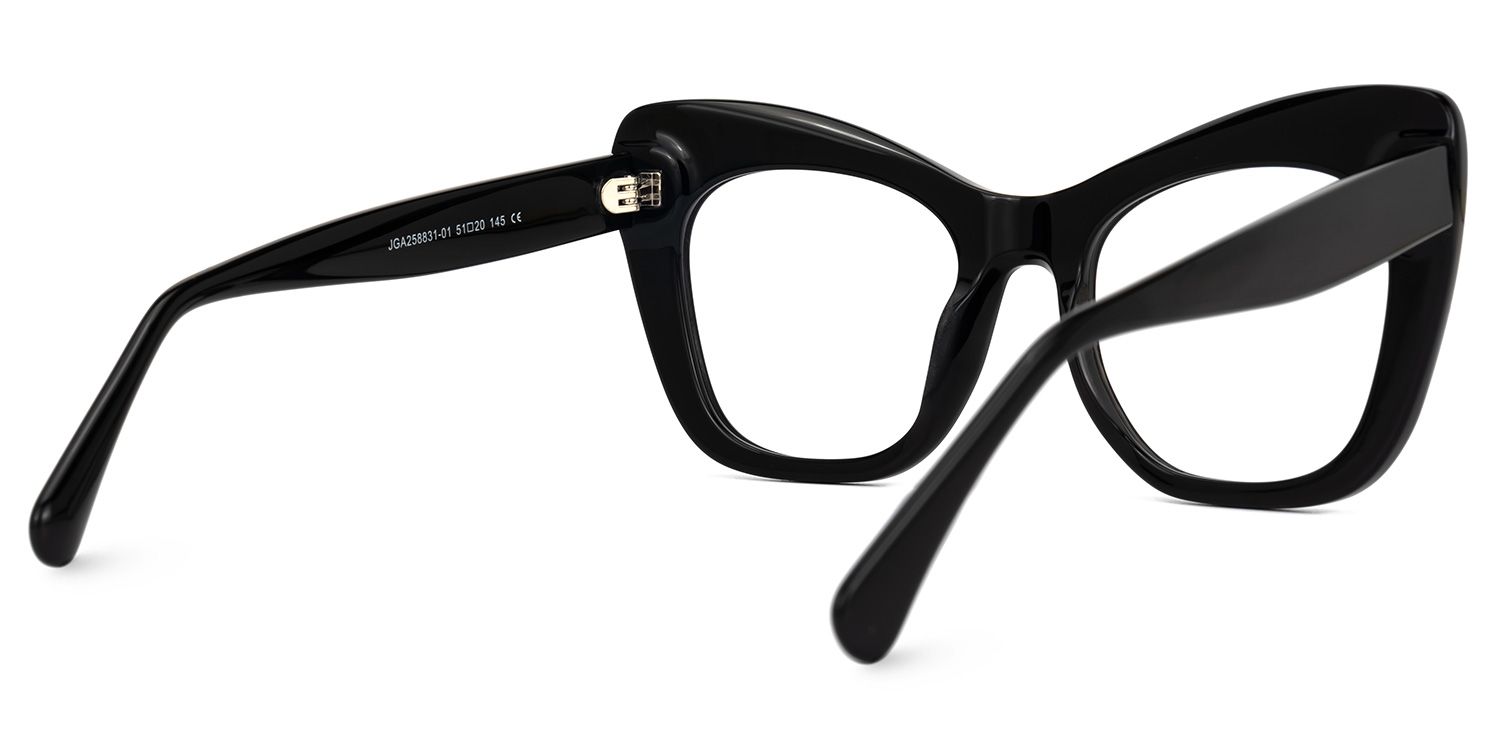 Adoracion - Butterfly Black Eyeglasses | Vooglam Side View