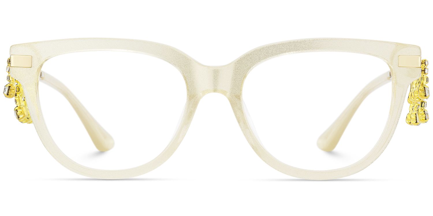 Reverie - Cat Eye Champagne Eyeglasses by Vooglam - Angle View