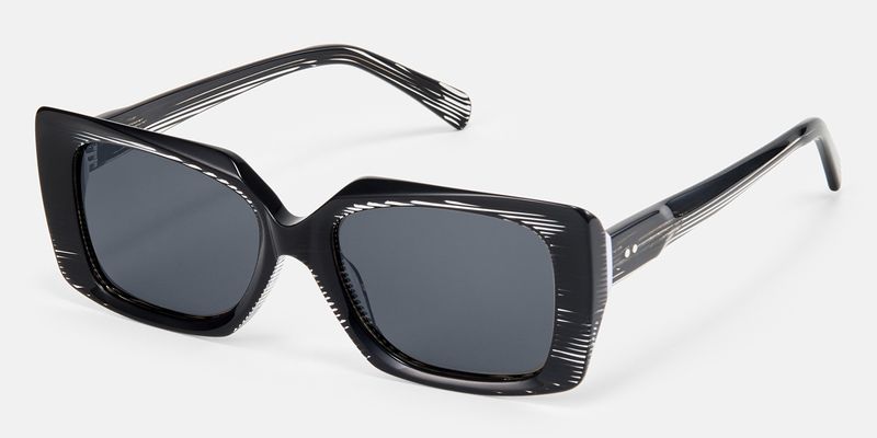 Stratus - Rectangle Black Sunglasses | Vooglam