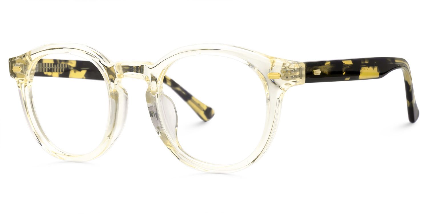 Kacela - Round Yellow Eyeglasses by Vooglam - Front View