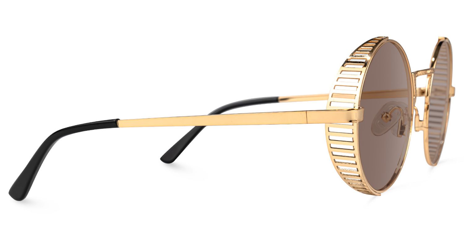 Rojas - Vintage-inspired Gold Round Sunglasses | Vooglam 4