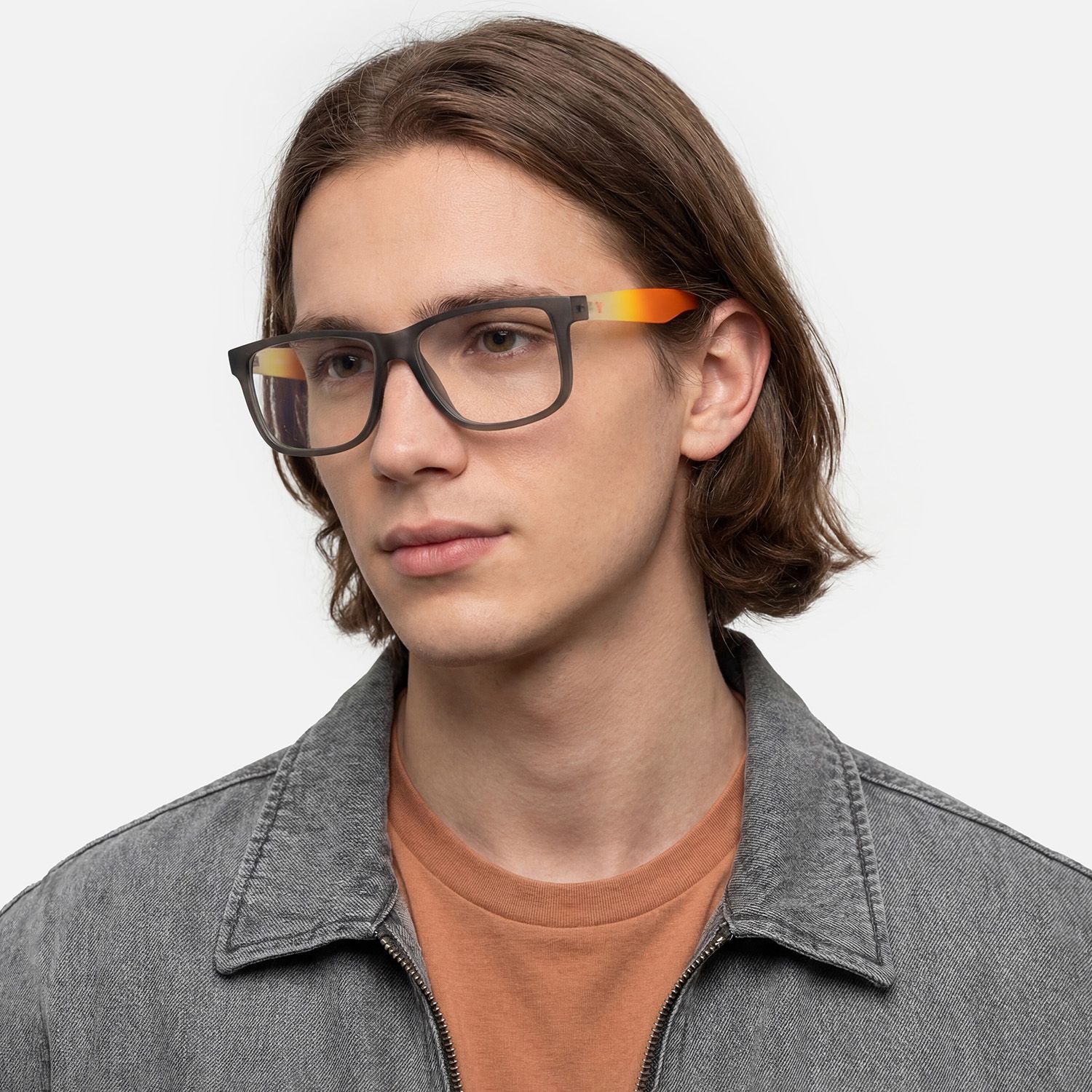 Explore the design story of Sync - Rectangle Gray Eyeglasses | Vooglam