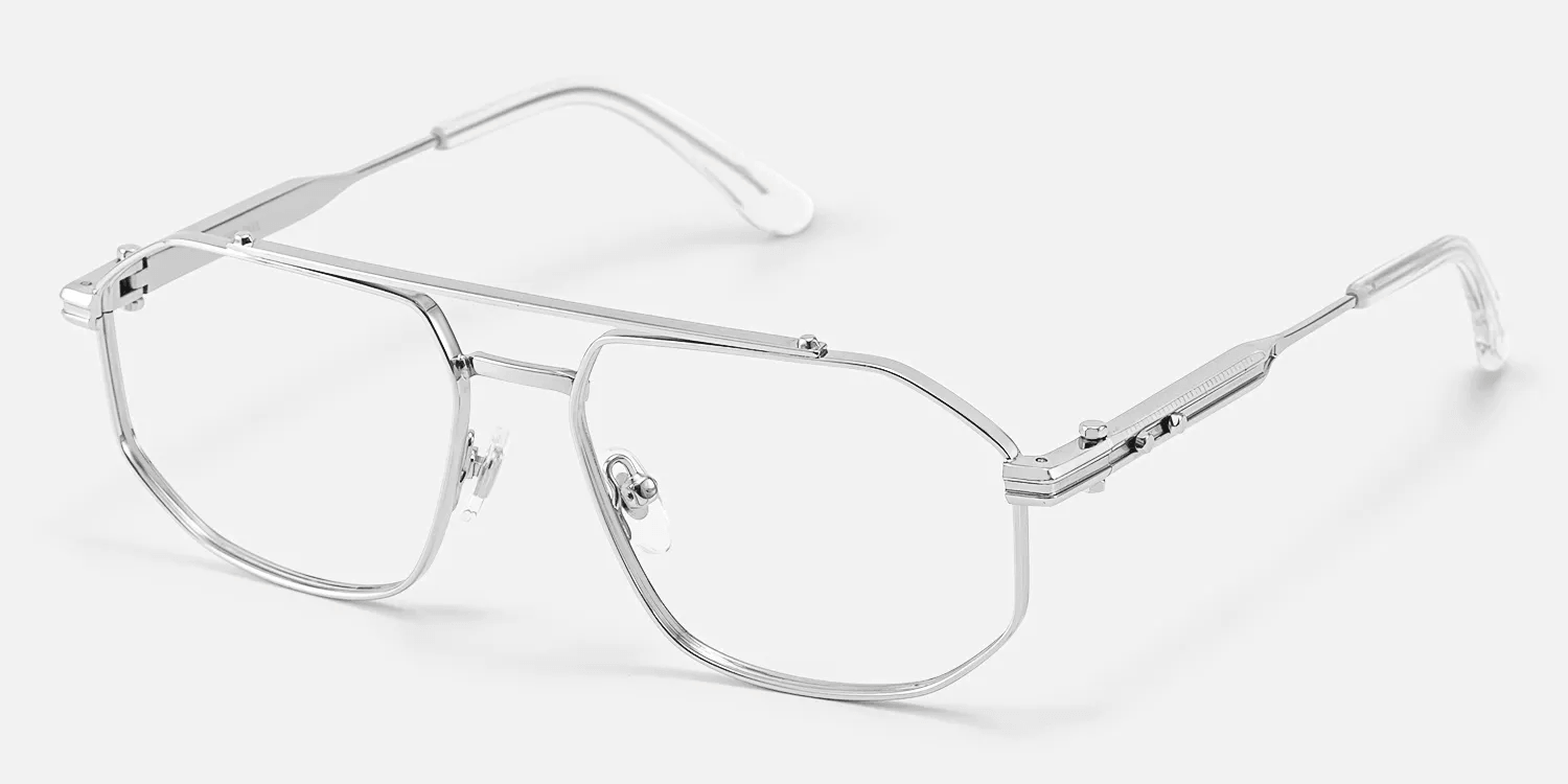 silver geometric exposed screw metal glasses