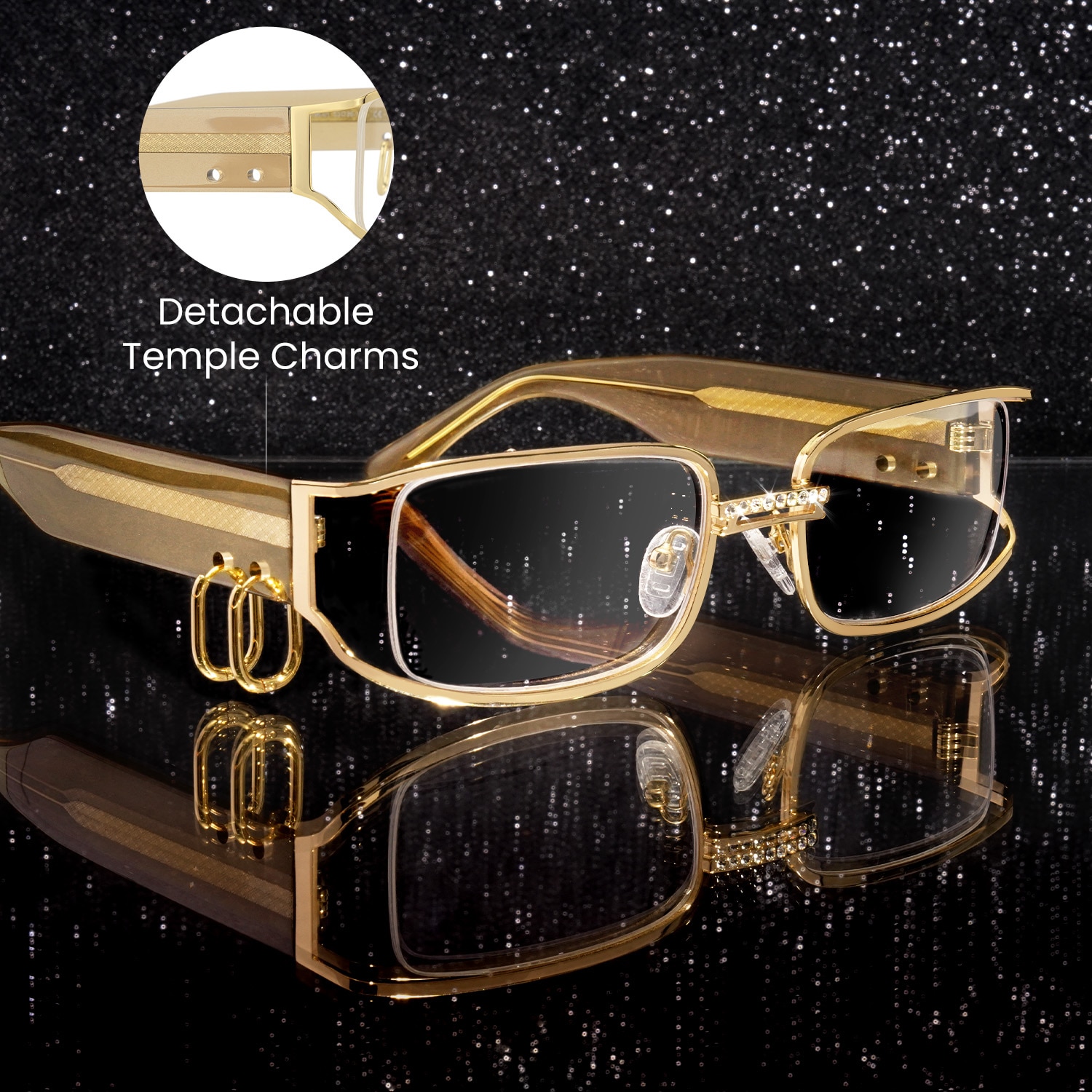 Riff - Rectangle Gold Eyeglasses