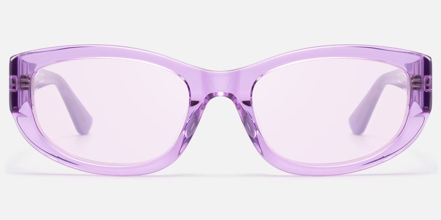 Bubble - Clear Lavender Oval Rectangle Sunnies by Vooglam - Angle View