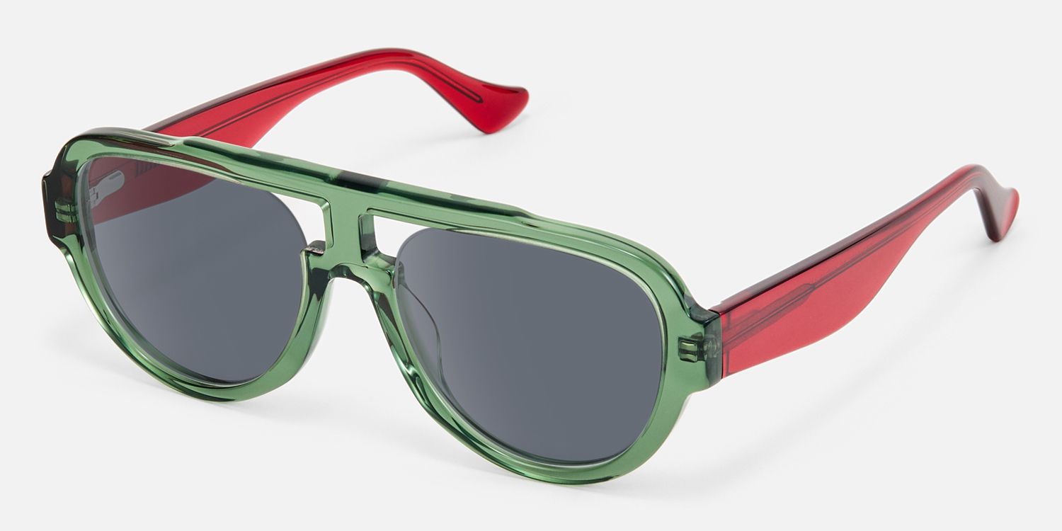 Adnan - Aviator Green Sunglasses | Vooglam Front View