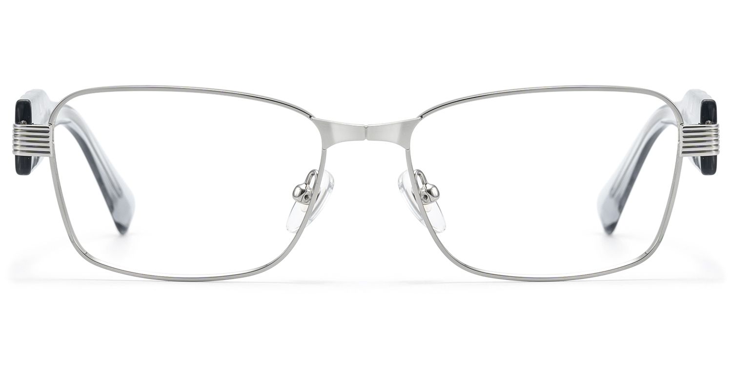 Frame Size of Toyo - Exposed Metal Pin Silver Rectangle Glasses | Vooglam