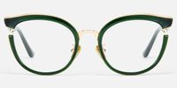 Retro - Round Green Glasses with Gold Accents | Vooglam Angle View