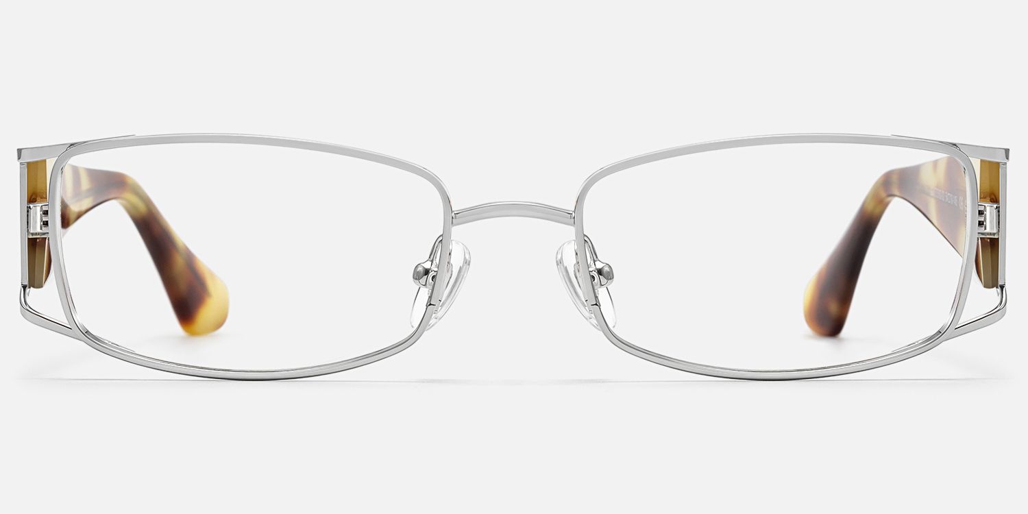 Wren - Nickel-Free Rectangle Silver Eyeglasses | Vooglam Angle View