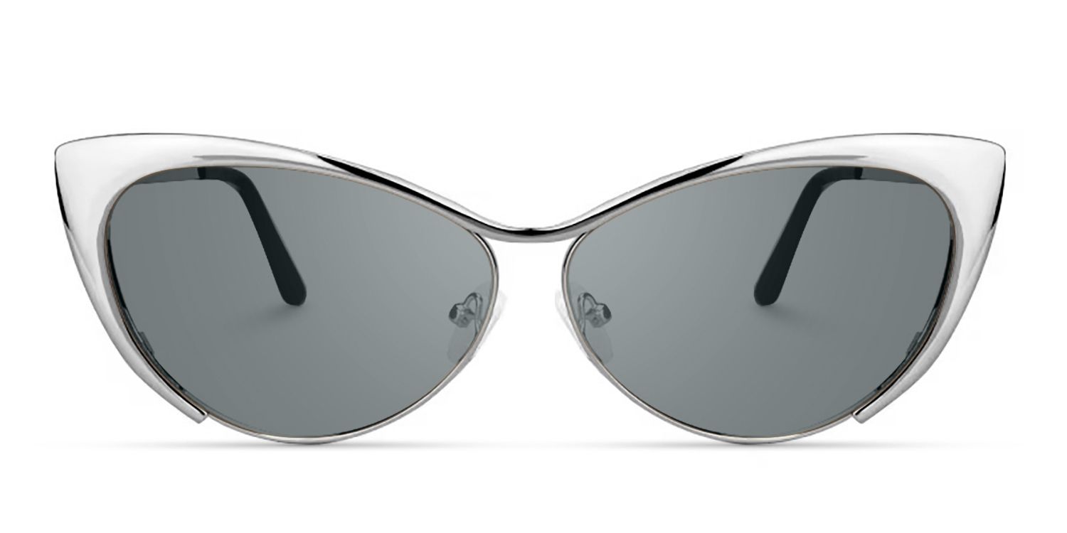 Annabelle - Sleek Silver Cat Eye Sunglasses | Vooglam Angle View