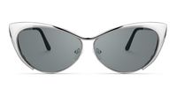 Annabelle - Sleek Silver Cat Eye Sunglasses | Vooglam Angle View