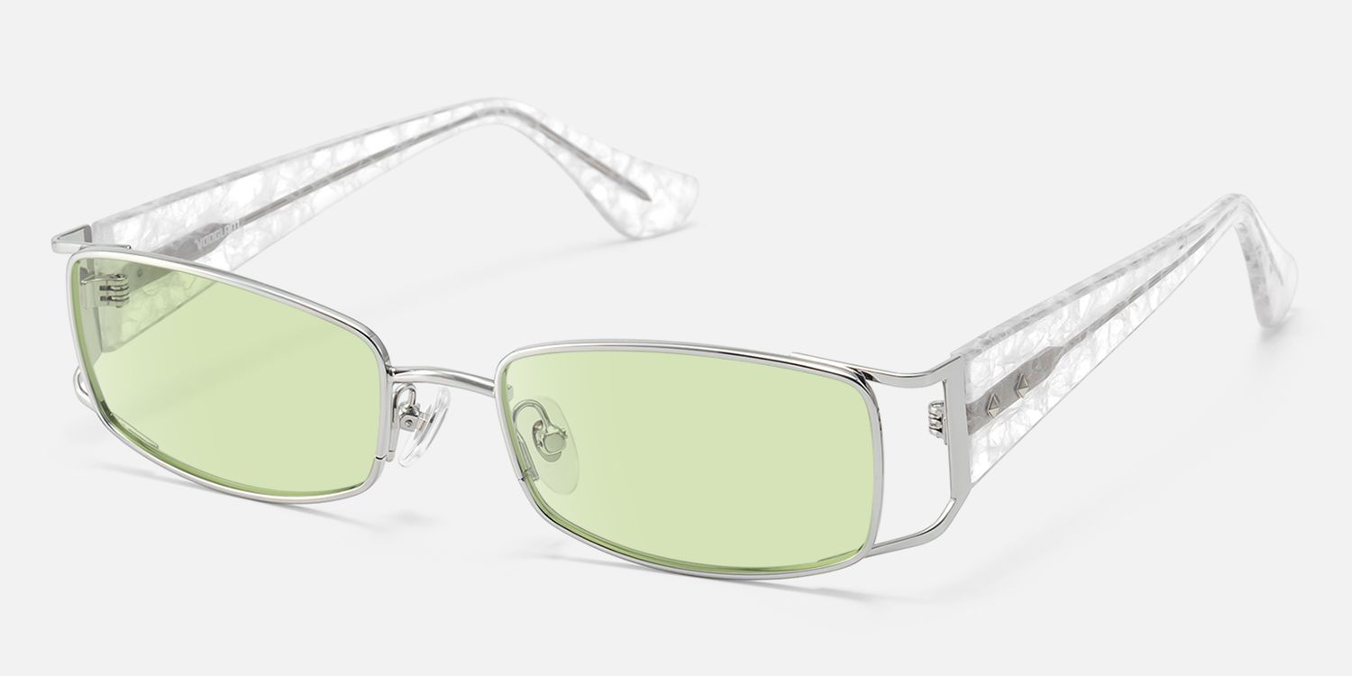 Wren - Social Event Rectangle Silver Sunglasses | Vooglam Front View