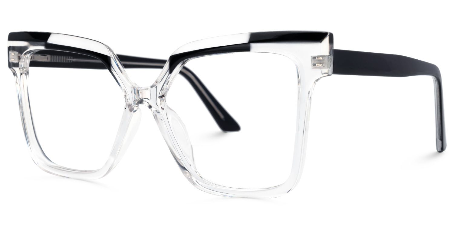 Istas - Square Crystal/Black Eyeglasses | Vooglam Front View