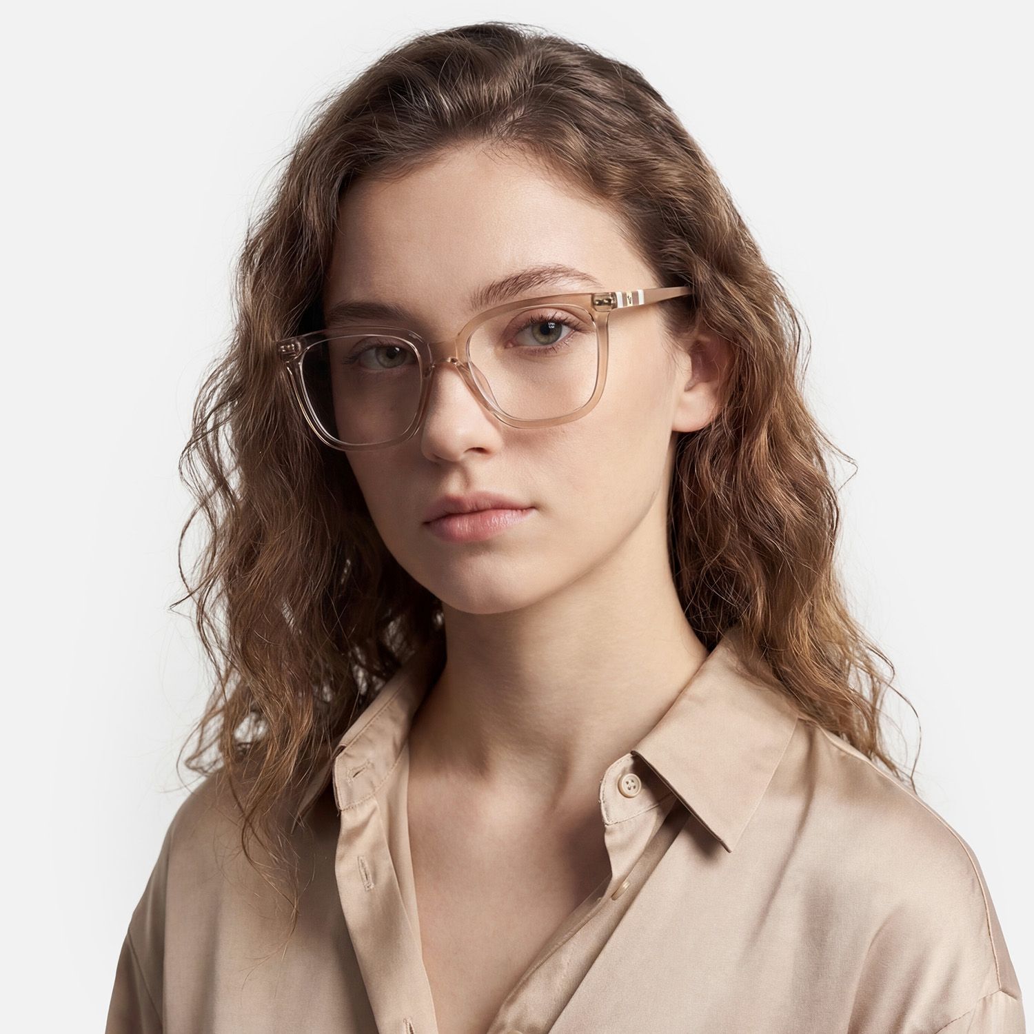 Explore the design story of Terra - Square Champagne Eyeglasses | Vooglam