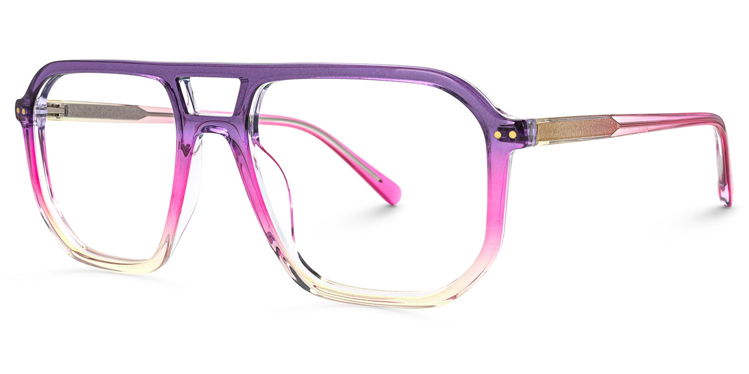 Liam - Aviator Purple Eyeglasses | Vooglam Front View