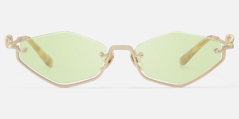 Niseko - Brushed Gold Green Tinted Half Rim Shades | Vooglam