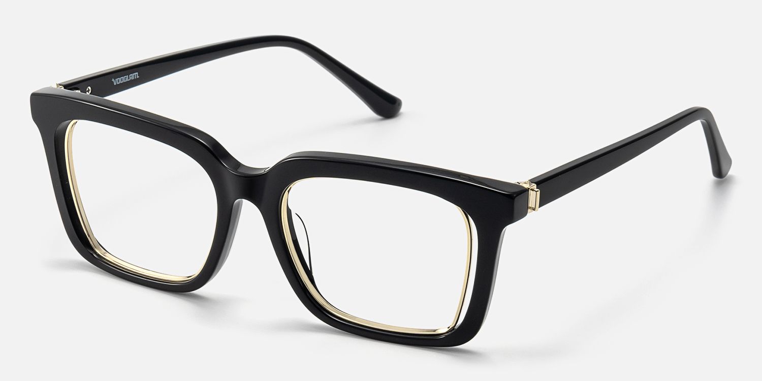 Chaparral - Vintage Black Rectangle Glasses | Vooglam Front View