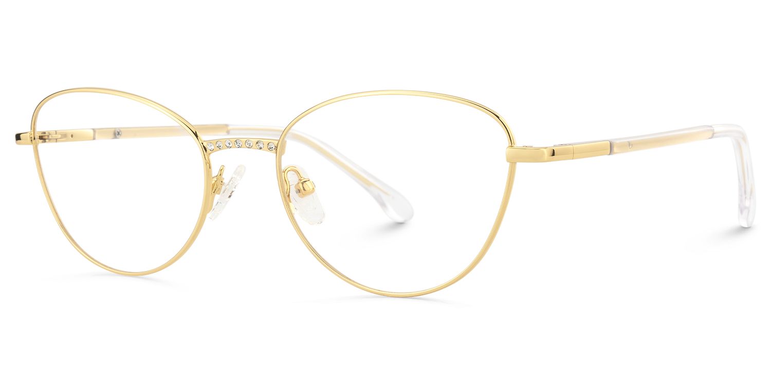 Starlette - Cat Eye Gold Eyeglasses | Vooglam Front View