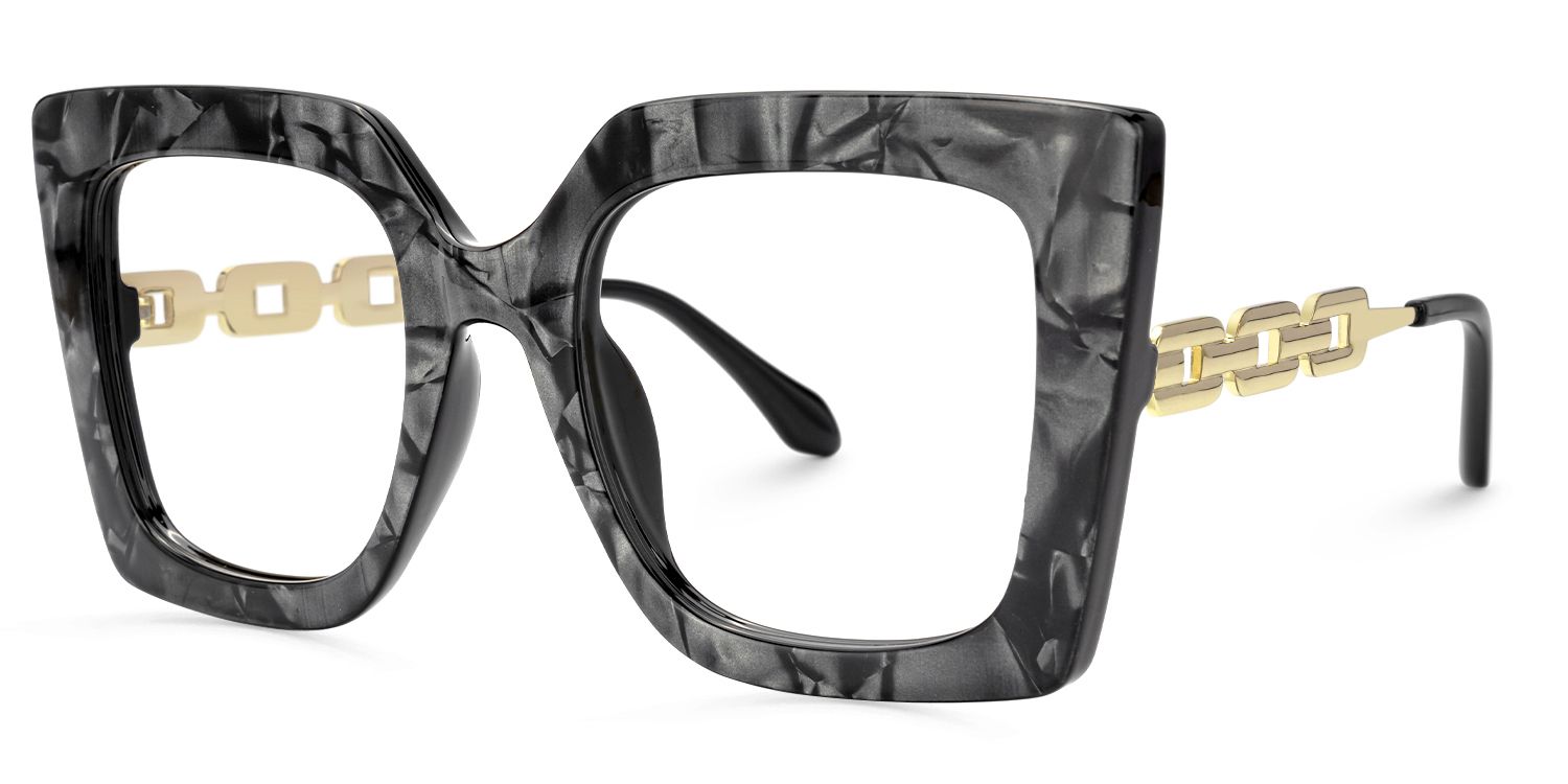 Pacorro - Square Grey Eyeglasses by Vooglam - Front View