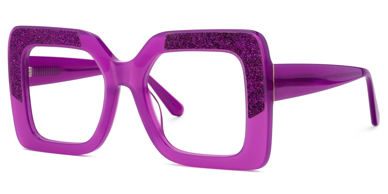 Hakeem - Square Purple Eyeglasses | Vooglam Front View