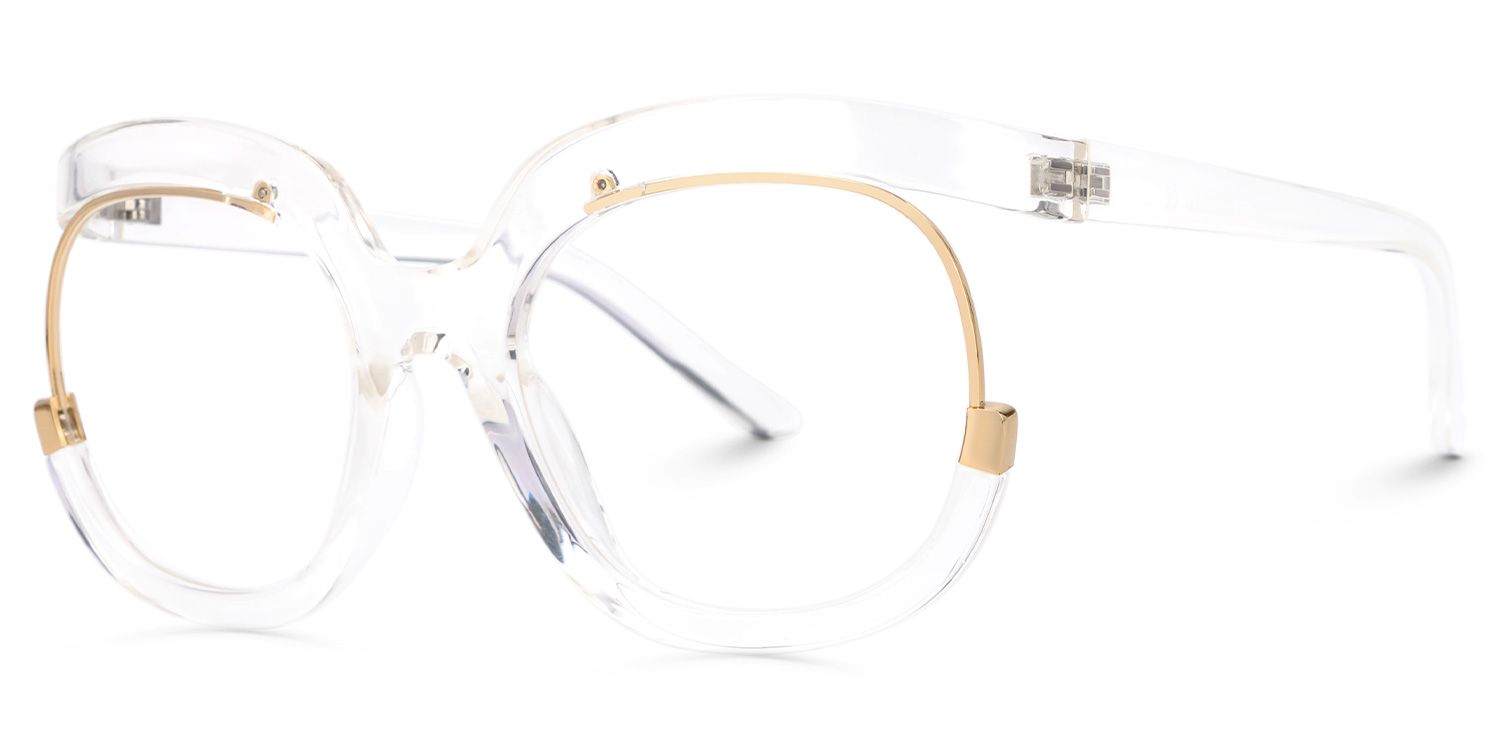 Fredia Avant-Garde Crystal Glasses with Gold Accents | Vooglam Front View