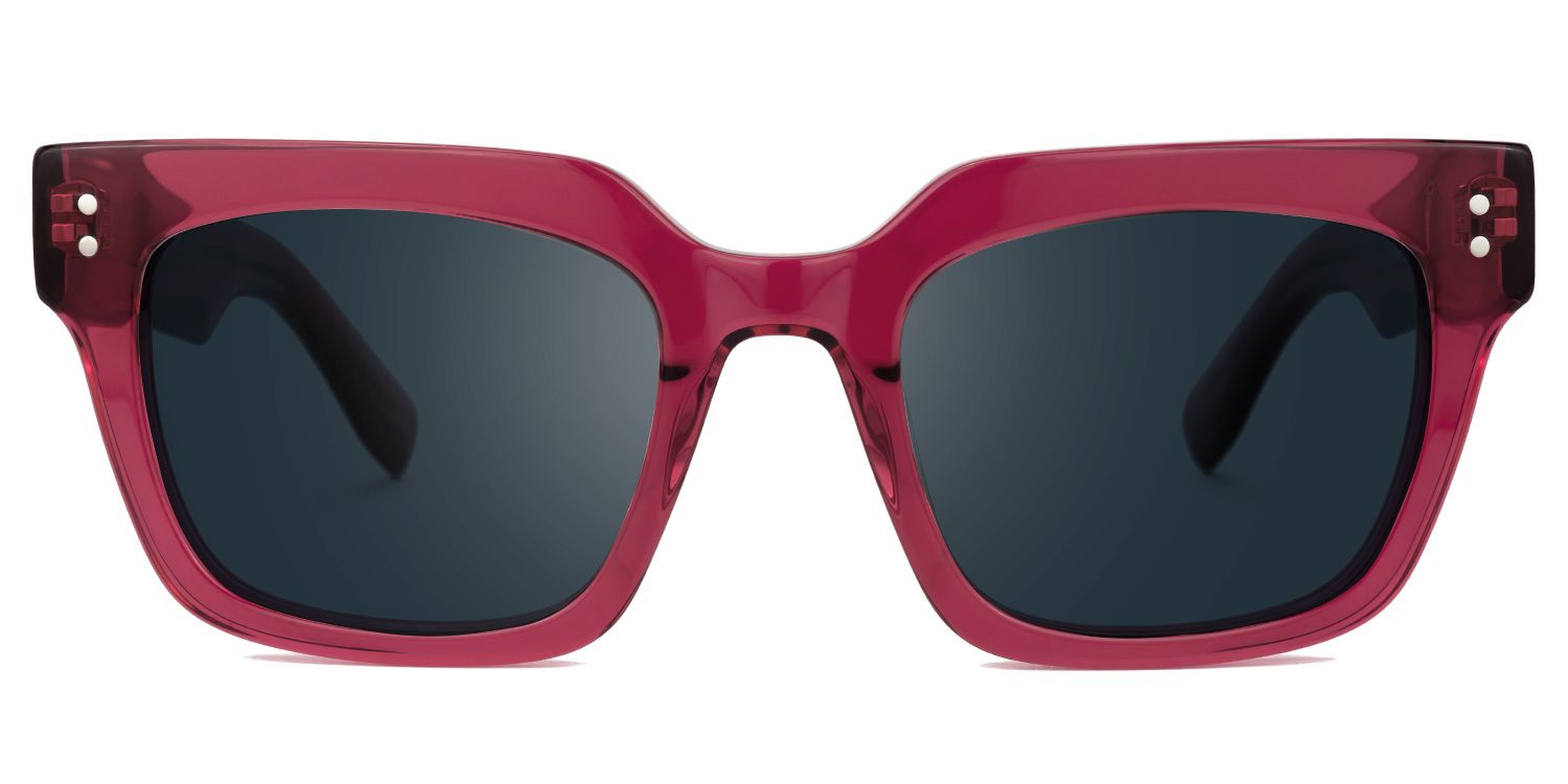 Dawid - Rectangle Red Sunglasses | Vooglam Angle View