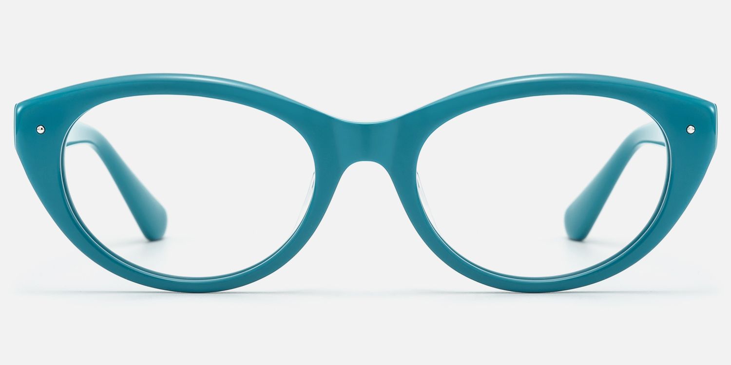 Vael - Vintage Teal Acetate Cat Eye Frame | Vooglam Angle View