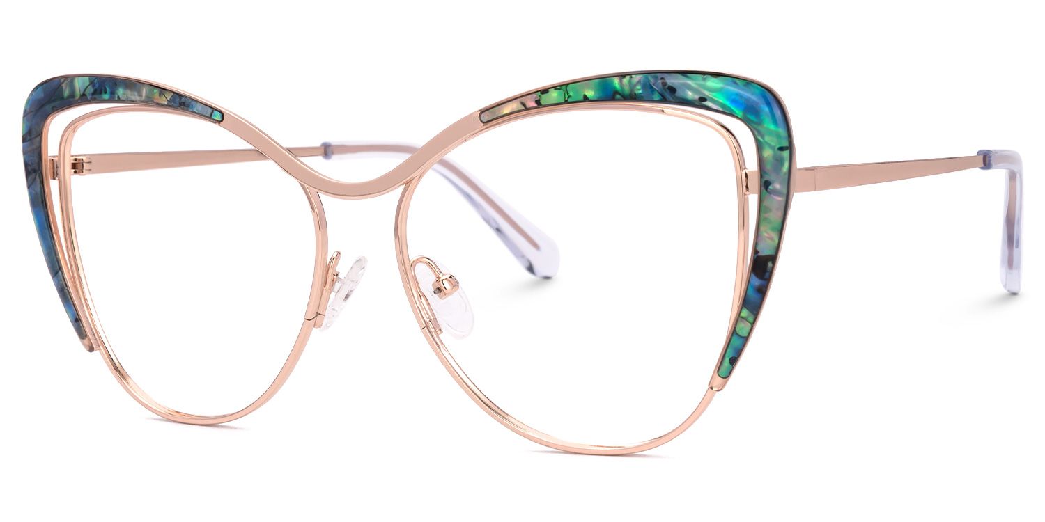 Jachin - Cat Eye Green Eyeglasses | Vooglam Front View