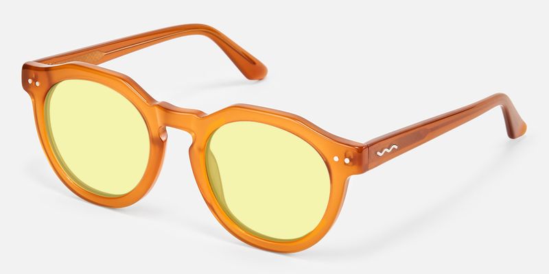 Aubrey - Amber Geometric Round Sunglasses | Vooglam