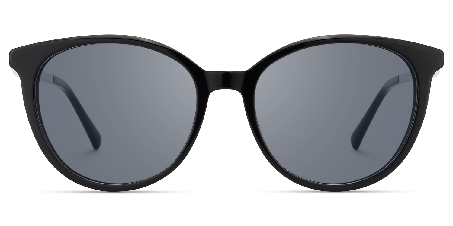 Pearl - Round Black Sunglasses - 1