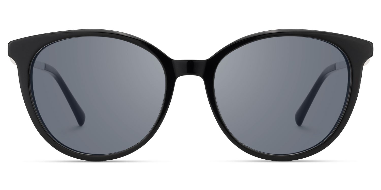Pearl - Round Black Sunglasses | Vooglam Angle View