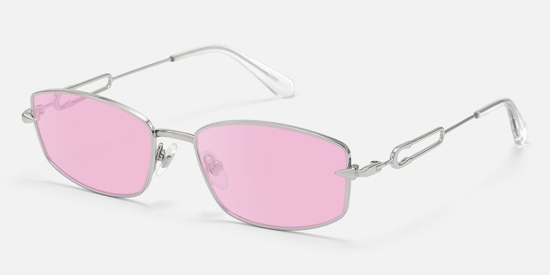 Bladework - Silver Narrow Pink Tint Sunglasses | Vooglam