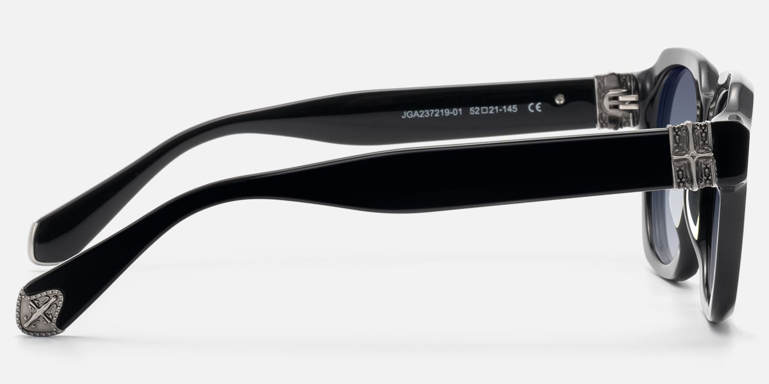 Vernon - Glossy Black Gradient Gray Sunglasses | Vooglam Side View