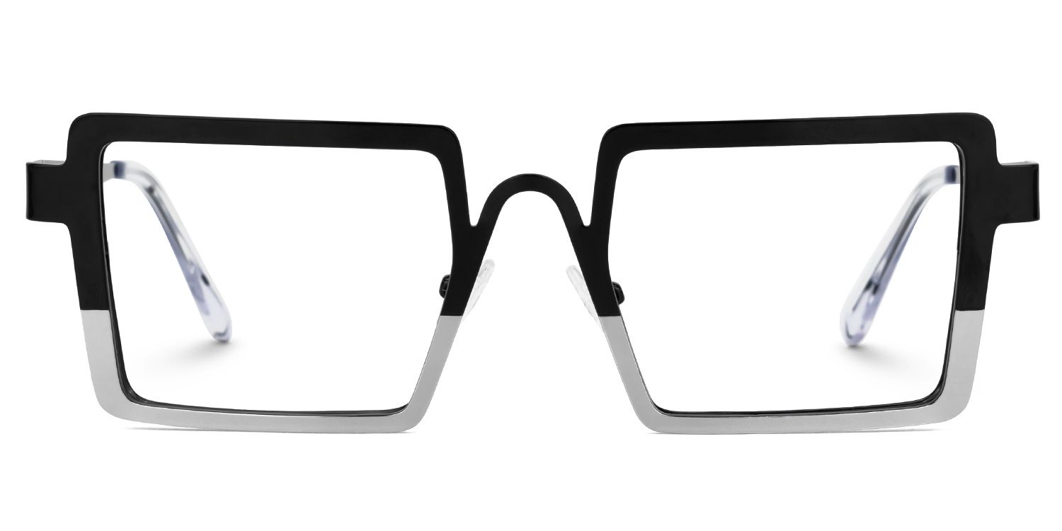 Cairbre - Rectangle Black/Silver Eyeglasses | Vooglam Angle View