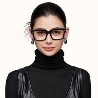 Havok - Rectangle Black Eyeglasses | Vooglam On Model 1