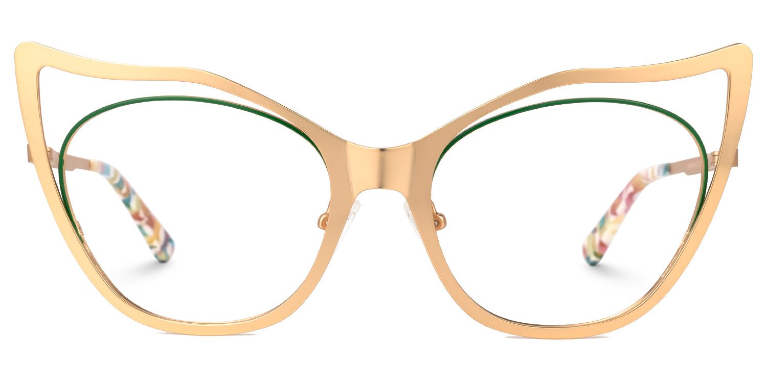 Baina - Cat Eye Gold Eyeglasses | Vooglam Angle View