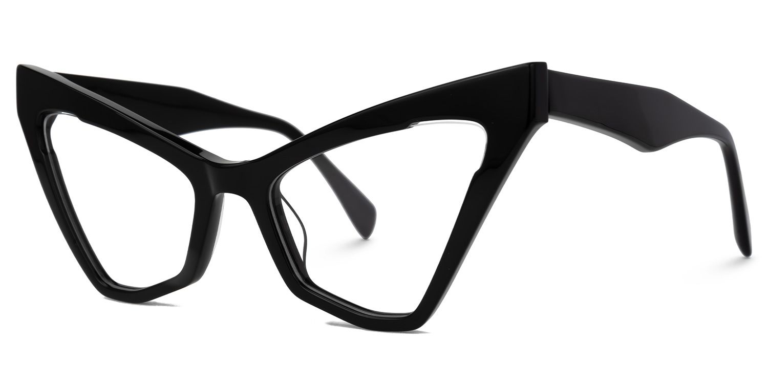 Caitlyn - Cat Eye Black Eyeglasses by Vooglam - Front View