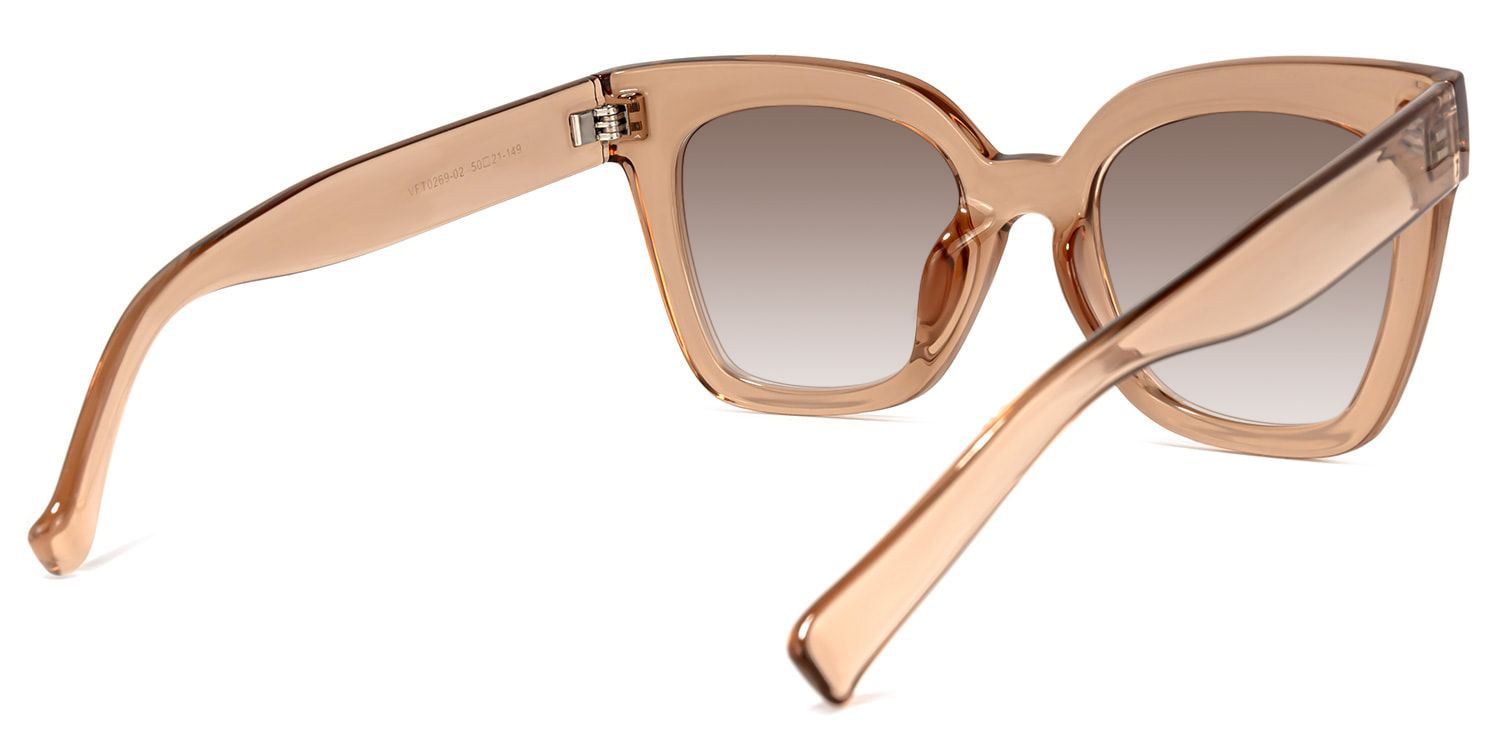 Naila - Square Tawny Sunglasses│Vooglam - Side View