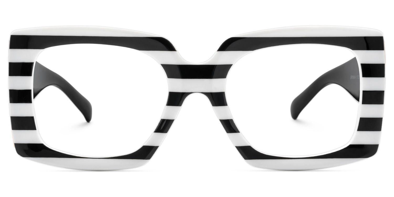 Borislav - Rectangle Black/White Eyeglasses | Vooglam Angle View