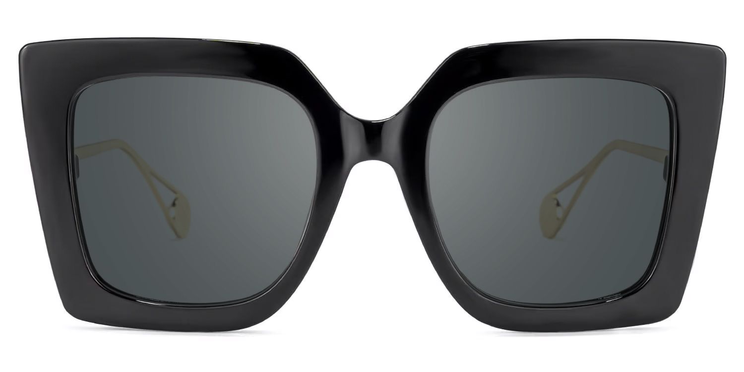 Adrienne - Square Black Sunglasses | Vooglam Angle View