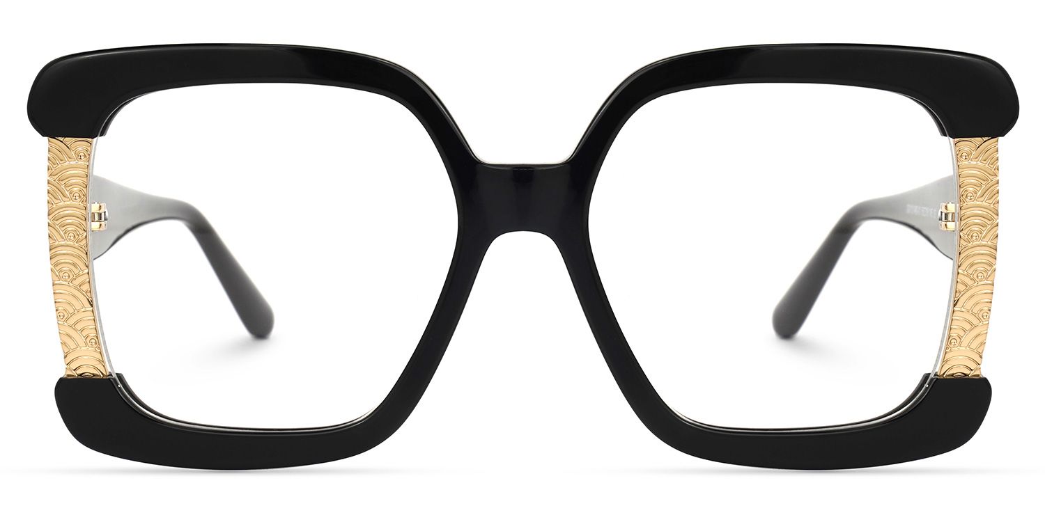 Adelphie - Square Black Eyeglasses | Vooglam Angle View