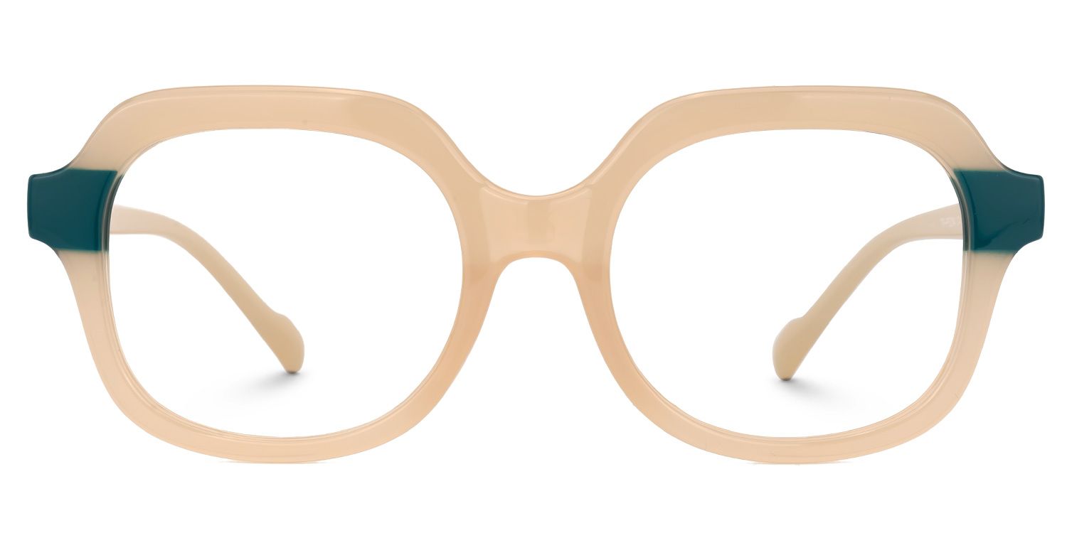 Fadil - Square Champagne Eyeglasses | Vooglam Angle View