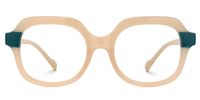 Fadil - Square Champagne Eyeglasses | Vooglam Angle View