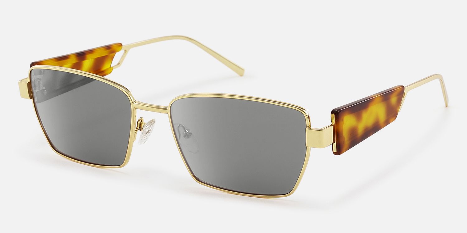 Rogue - Rectangle Gold Sunglasses | Vooglam Front View