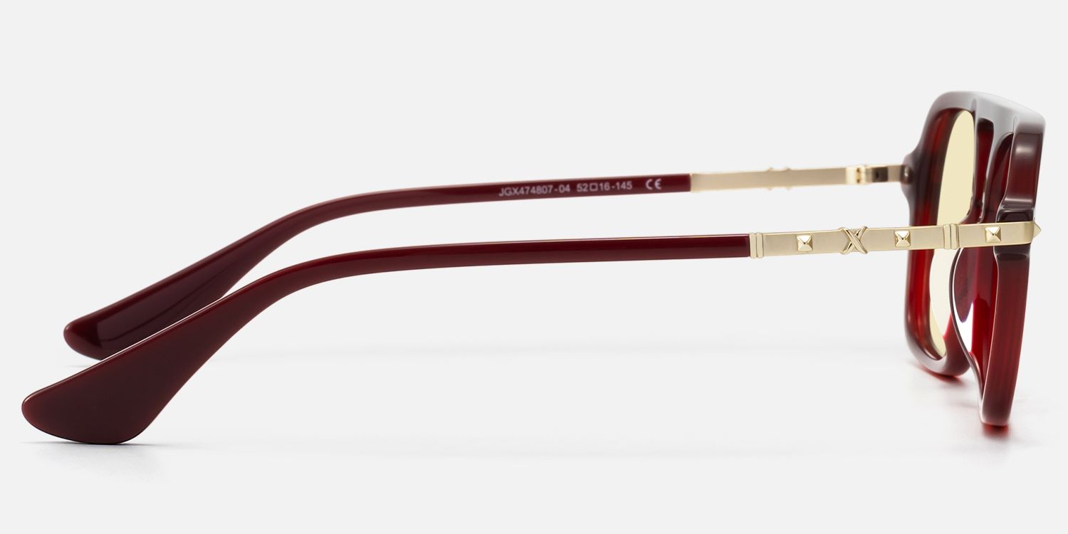 Marfa - Yellow Tint Red Aviator Sunglasses | Vooglam Side View
