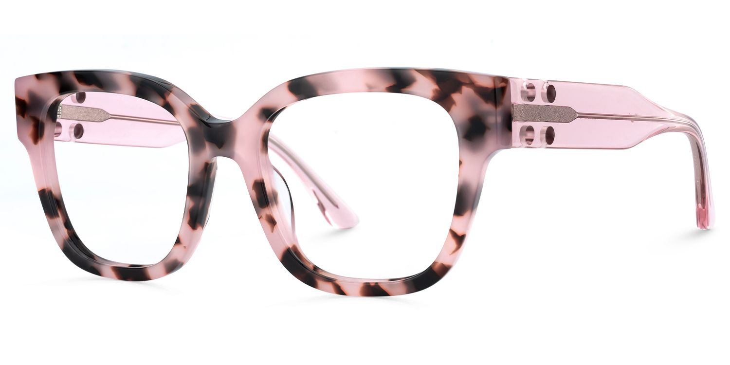 Lorette - Square Pink Eyeglasses | Vooglam Front View