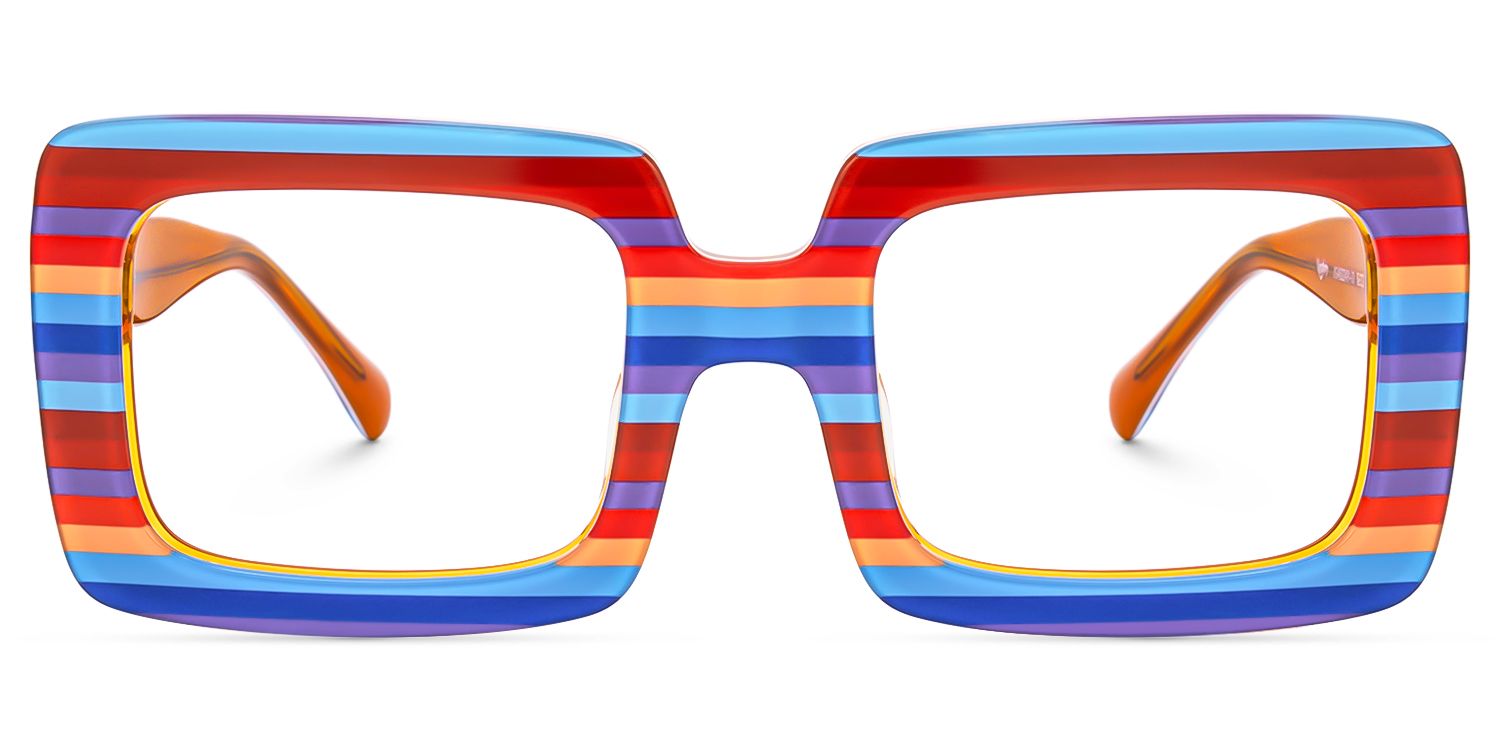 Jackie - Rectangle Multicolor Eyeglasses | Vooglam Angle View