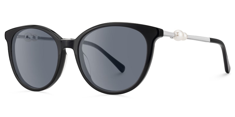 Pearl - Round Black Sunglasses