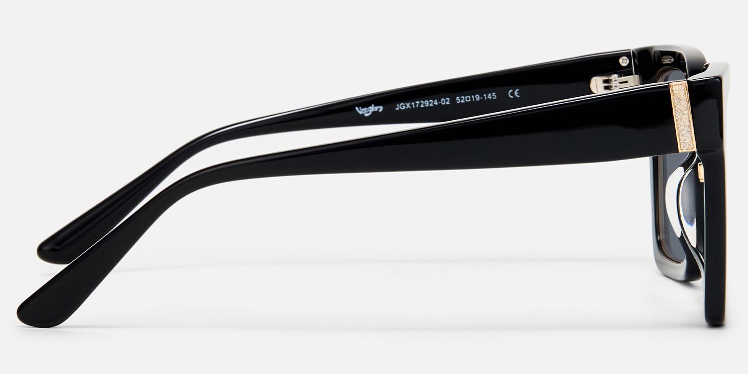 Ibrahim - Square Black Sunglasses | Vooglam Side View