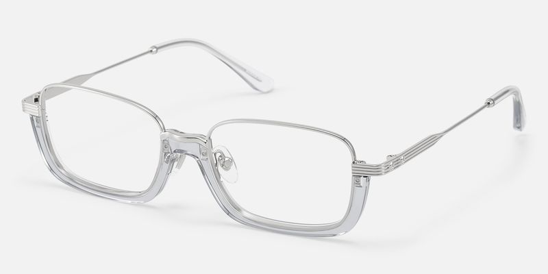 Basel - Translucent Gray Silver Oversized Glasses | Vooglam